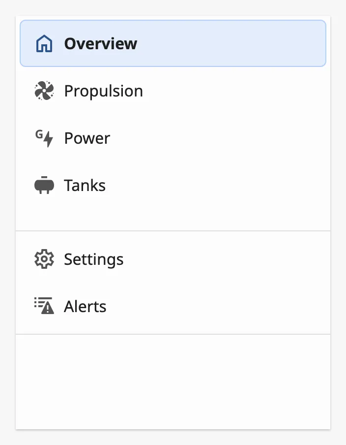 Navigation Bar with the Alerts item