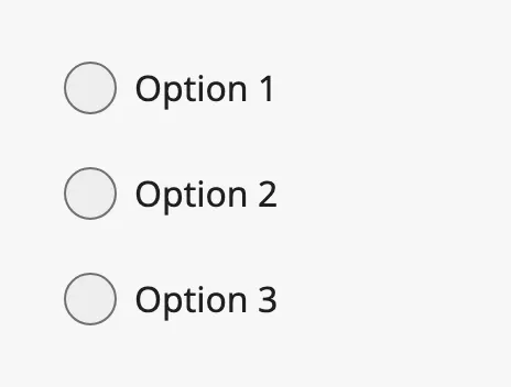 Radio Button Group with three options, none selected