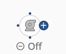 A symbol showing its four connection points, with a plus on the right side