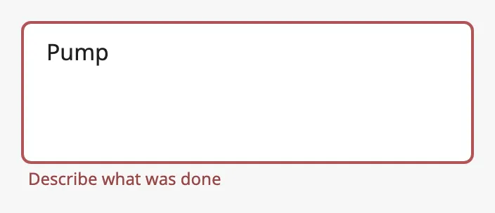 Textarea in error with a text