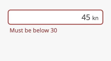 Field in error with a text