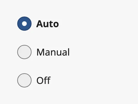 Radio Button Group with three options, the first selected