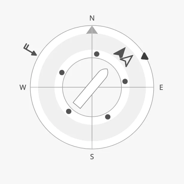 Compass with heading, course, setpoint and wind