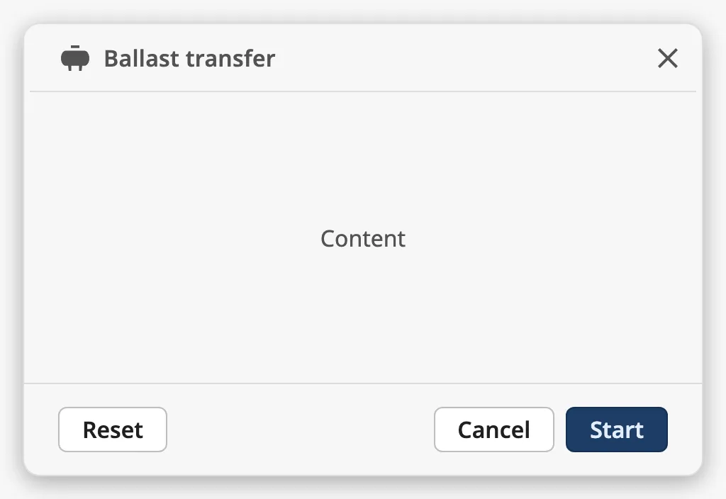 Modal with a title, an icon, content and three action buttons