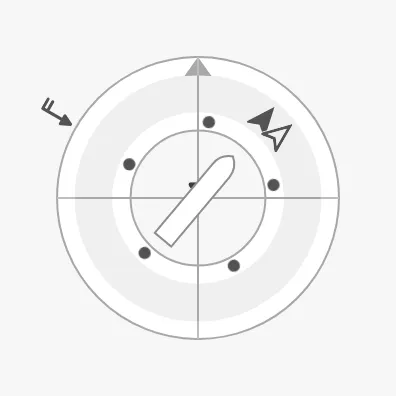 Compass with a wind arrow